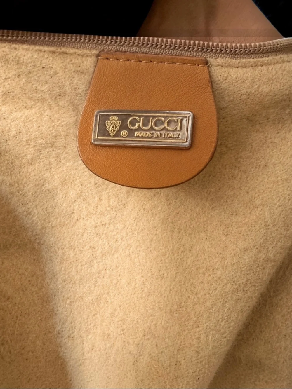 Gucci Cream and Tan Drawstring Bucket Bag